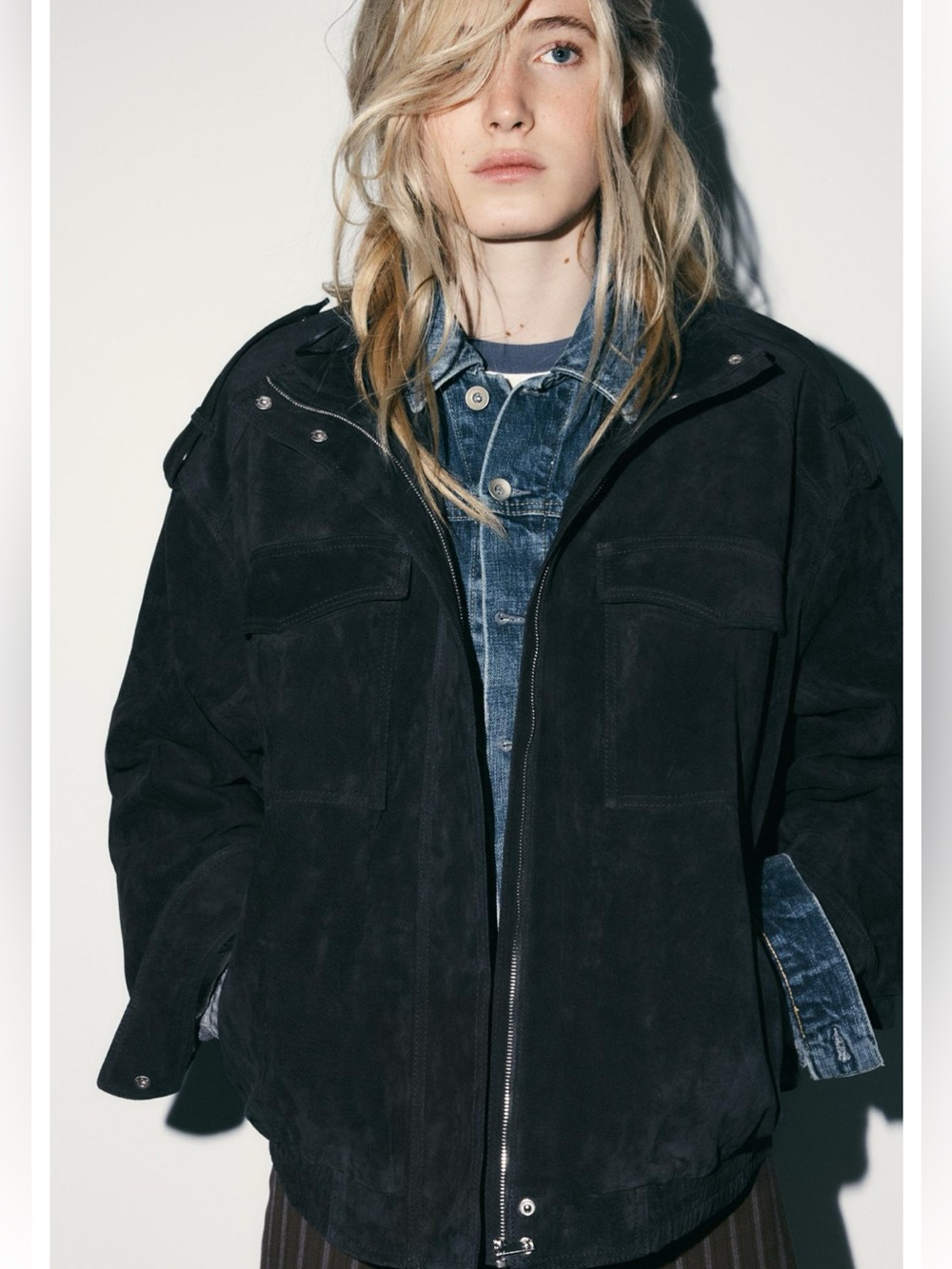 Zara 100% Suede Leather Pocket Jacket NWT - Picture 6 of 16